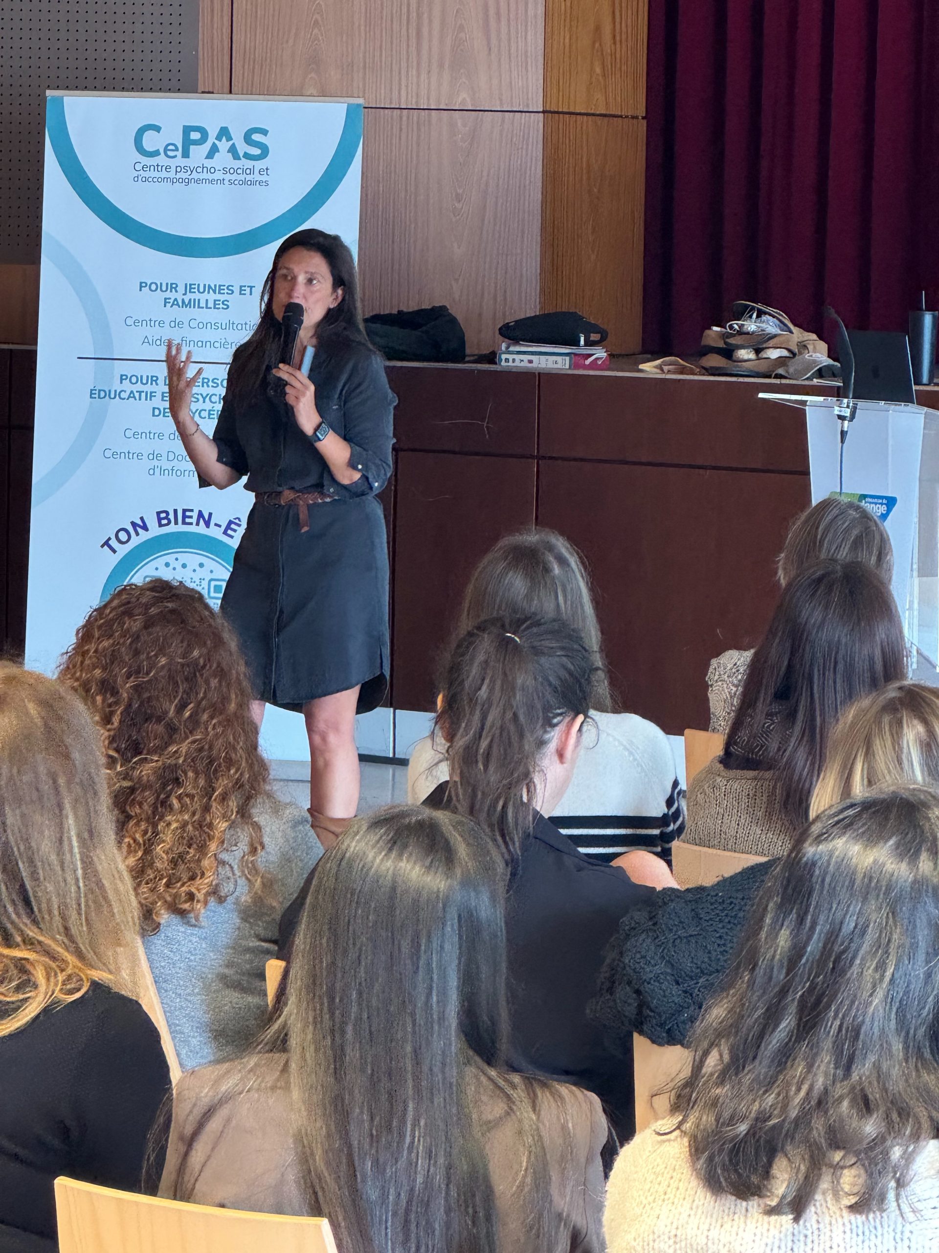 Alexandra Hubin intervient devant des professionnel.le.s lors d’une journée d’étude du CePAS à Luxembourg.
