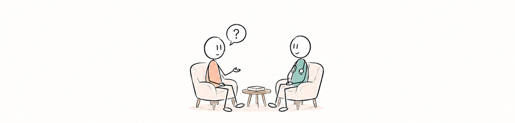 Une personne assise pose une question à son cardiologue, qui l’écoute avec attention.