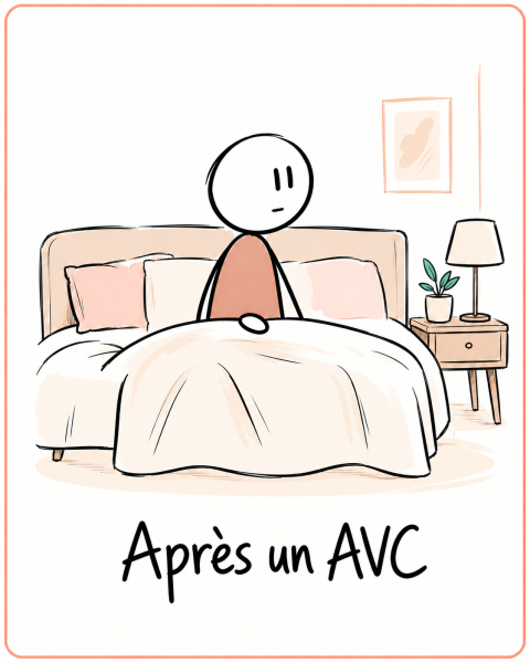 Personne assise seule dans un lit, dans une posture calme et réfléchie.